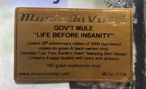 Gov't Mule - Life Before Insanity (2LP/Green & Black Swirl Vinyl)