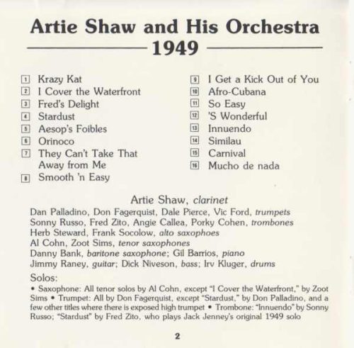 Artie Shaw And His Orchestra - 1949 - Previously Unreleased Recordings (CD)