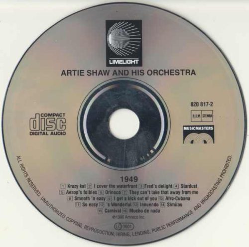 Artie Shaw And His Orchestra - 1949 - Previously Unreleased Recordings (CD)