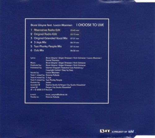 Bruce Wayne Feat. Luvain Maximen - I Choose To Live (CDs)