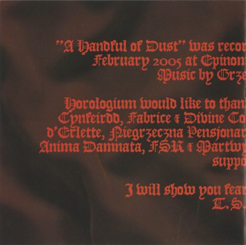 Horologium - A Handful Of Dust (CD-R)