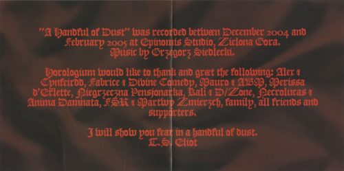 Horologium - A Handful Of Dust (CD-R)