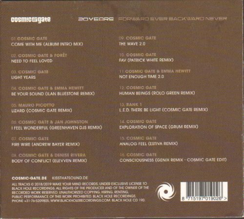 Cosmic Gate - 20 Years Forward Ever Backward Never (CD)