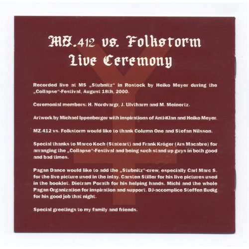 Mz.412 Vs. Folkstorm - Live Ceremony (CD)