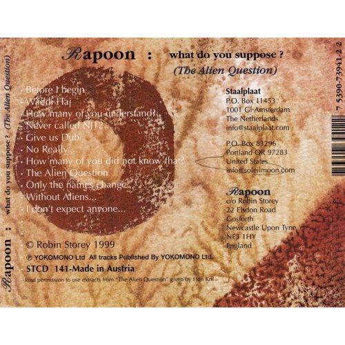 Rapoon - What Do You Suppose? (The Alien Question) (CD)