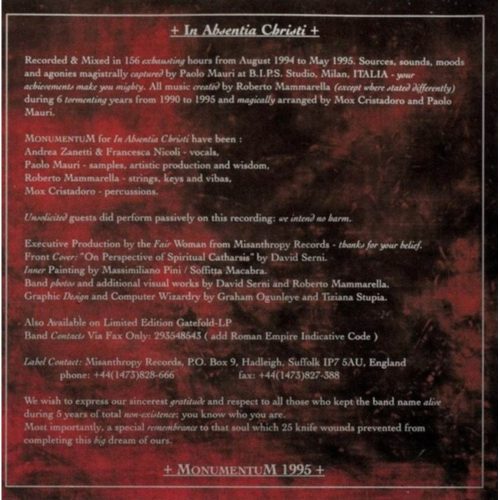Monumentum - In Absentia Christi (CD)
