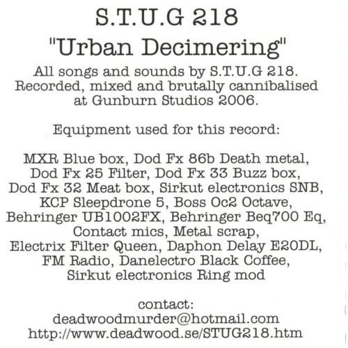 S.T.U.G 218 - Urban Decimering (CD-R)
