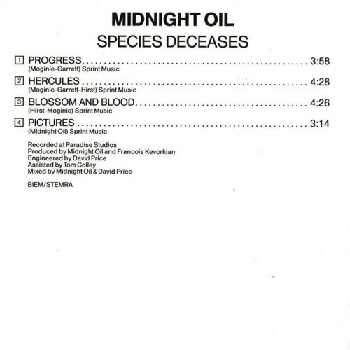 Midnight Oil - Species Deceases (CDs)