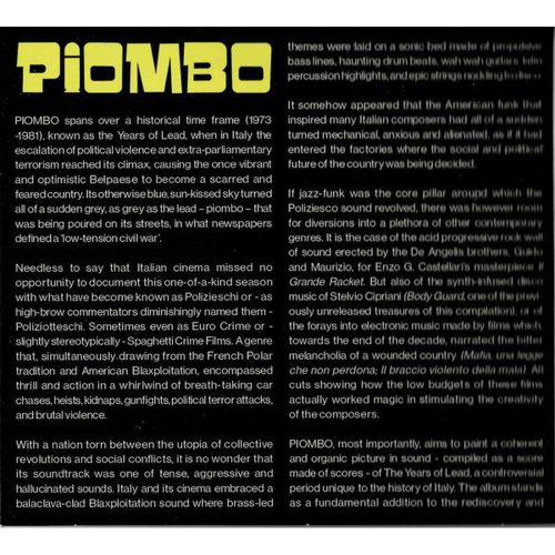 Various - Piombo - Italian Crime Soundtracks From The Years Of Lead (1973-1981) (CD)