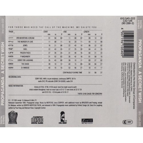 Propaganda - A Secret Wish (CD)
