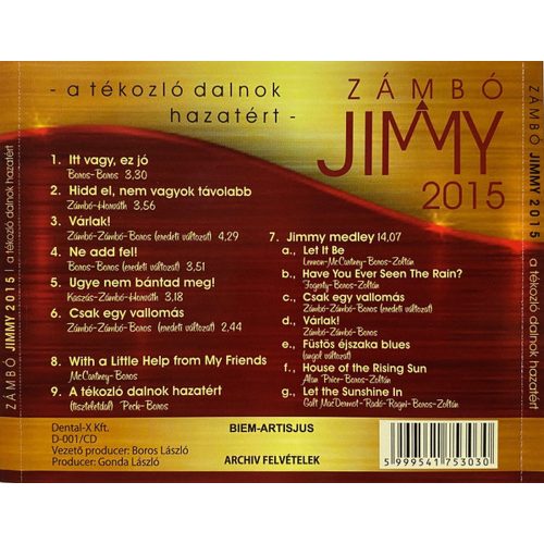 Zámbó Jimmy 2015 - A Tékozló Dalnok Hazatért (CD)