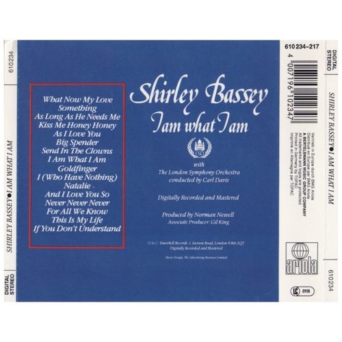 Shirley Bassey With The London Symphony Orchestra Conducted By Carl Davis - I Am What I Am (CD)