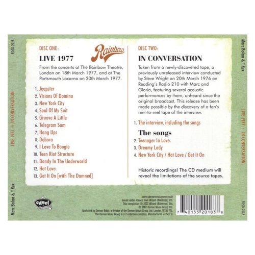 Marc Bolan & T.Rex - Live 1977 + In Conversation (2× CD)