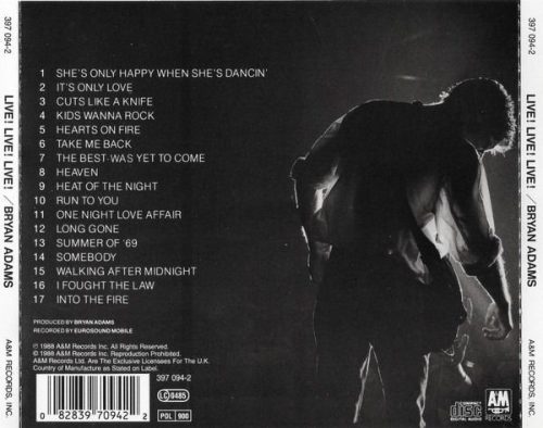 Bryan Adams - Live! Live! Live! (CD)