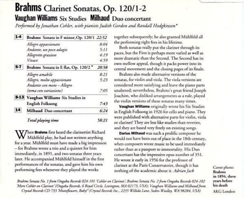 Brahms - Clarinet Sonatas / Six Studies / Duo Concertant (CD)
